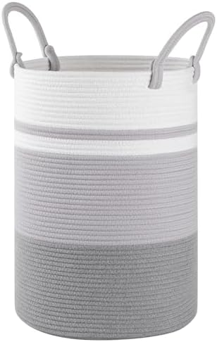 Laundry Basket, Laundry Hamper, Baby Nursery Hamper, Foldable Laundry Hamper with Handles, Storage Blanket Clothes Toys in Bedroom, Living Room-13.8 “L * 19.7 “H-Gradient Grey