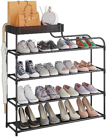 Sywhitta 4-Tier Free Standing Shoe Rack With Storage Boxes – High Capacity Organizer for Corridor, Living Room, Balcony, Bedroom